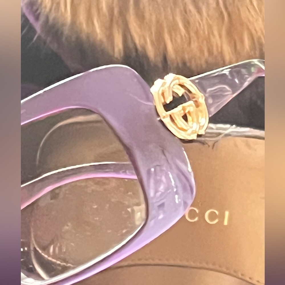 Gucci Purple Sunglasses with Gold Details - Picture 8 of 8